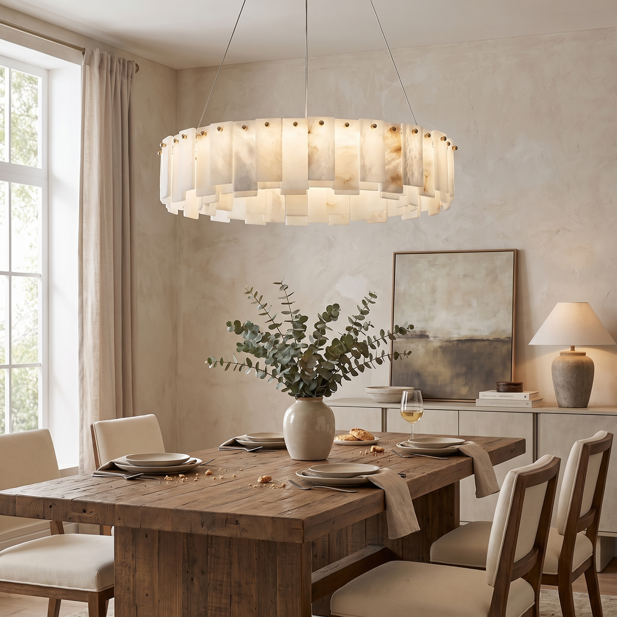 Oslo Alabaster Disc Chandelier
