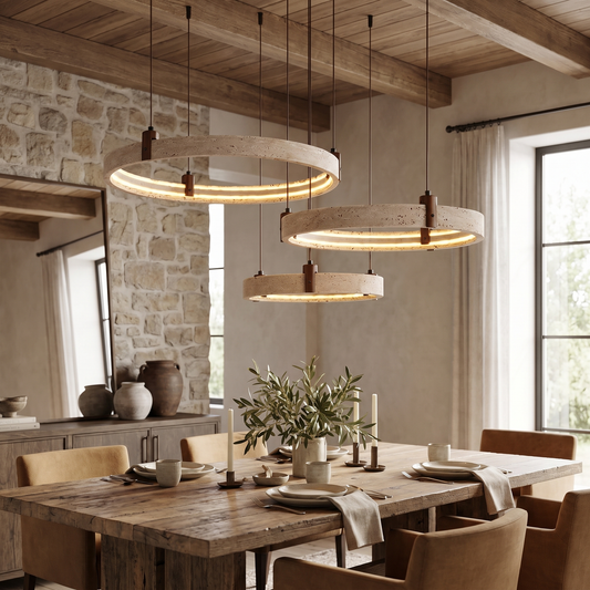 Strata Travertine Ring Chandelier
