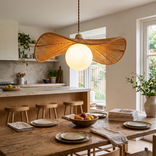 Soleil Rattan Wing Pendant