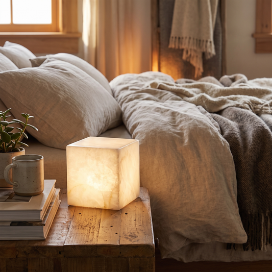 Cube Alabaster Table Lamp