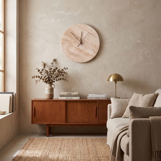 Travertine Marble Round Wall Clock
