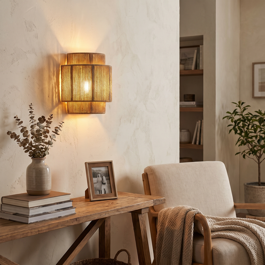 Woven Rope Drum Wall Sconce