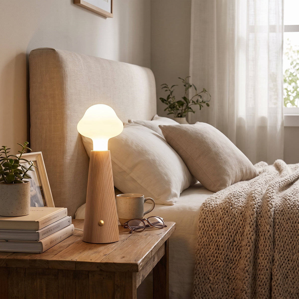 Cloud Glass Wood Table Lamp