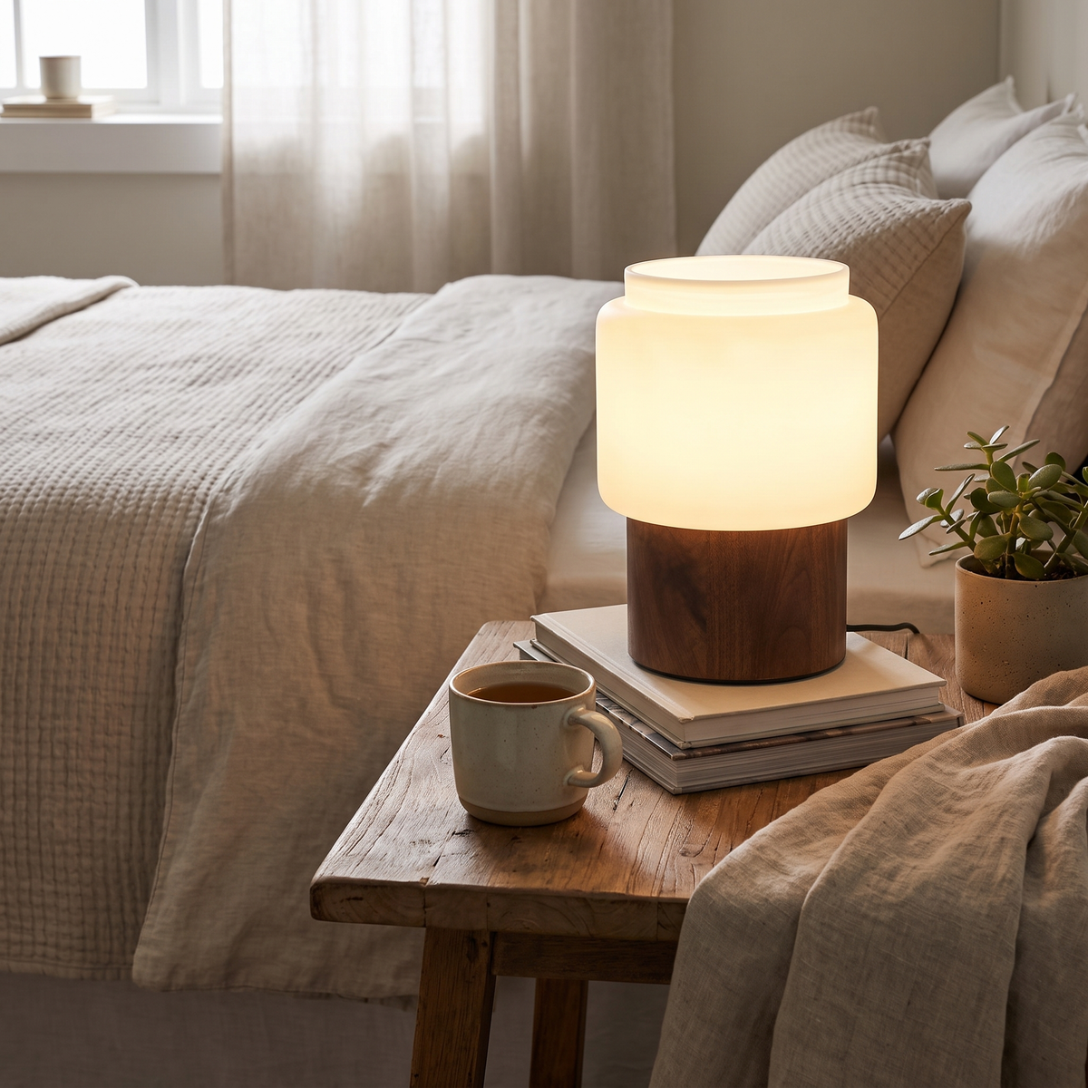 Noma Alabaster Walnut Table Lamp