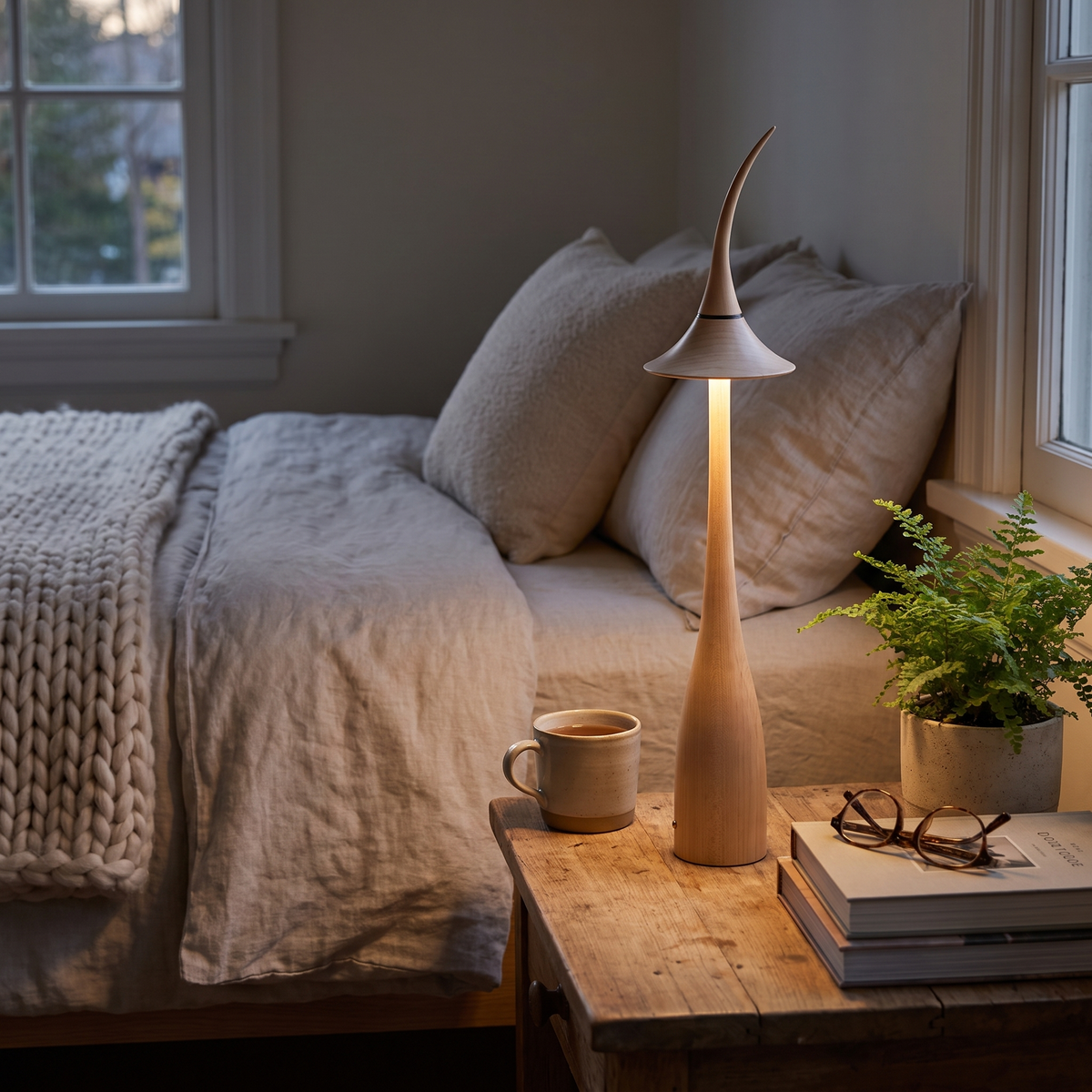 Noma Maple Wood Cordless Table Lamp