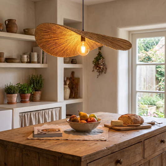 Wabi Rattan Disc Pendant Light