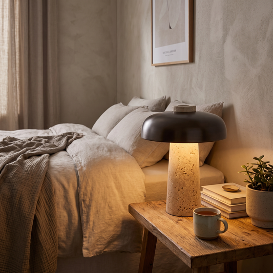 Noma Travertine Mushroom Table Lamp