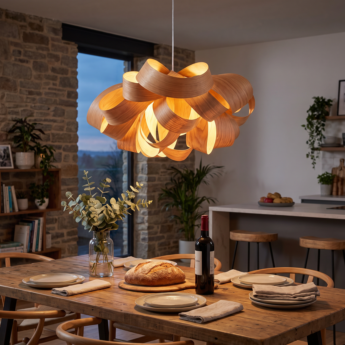 Bloom Wood Veneer Pendant Light