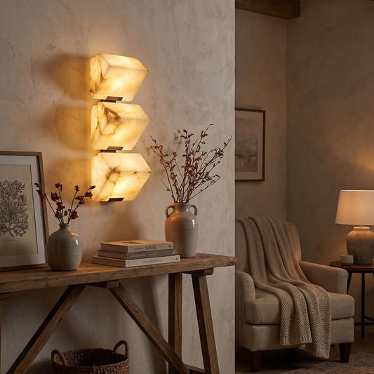 Strata Alabaster Triple Sconce