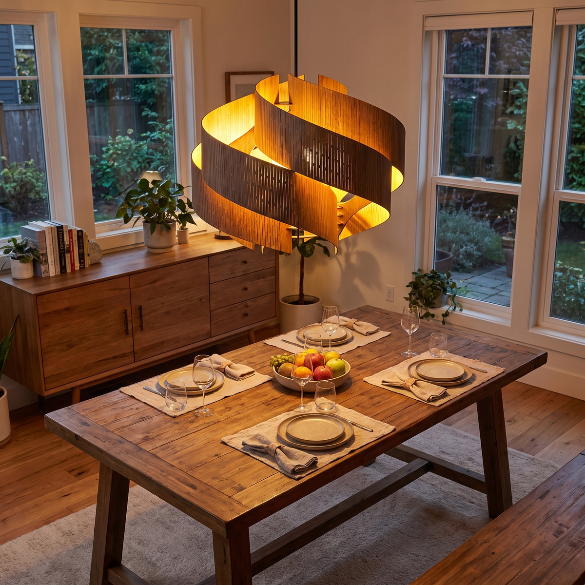Spiral Wood Chandelier