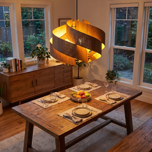 Spiral Wood Chandelier