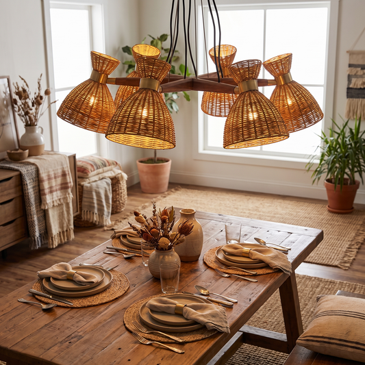 Brume Rattan Cluster Chandelier