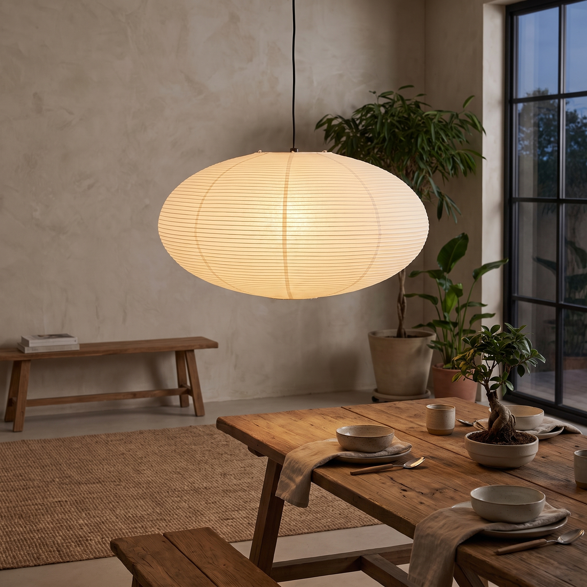 Akari Washi Oval Pendant Light
