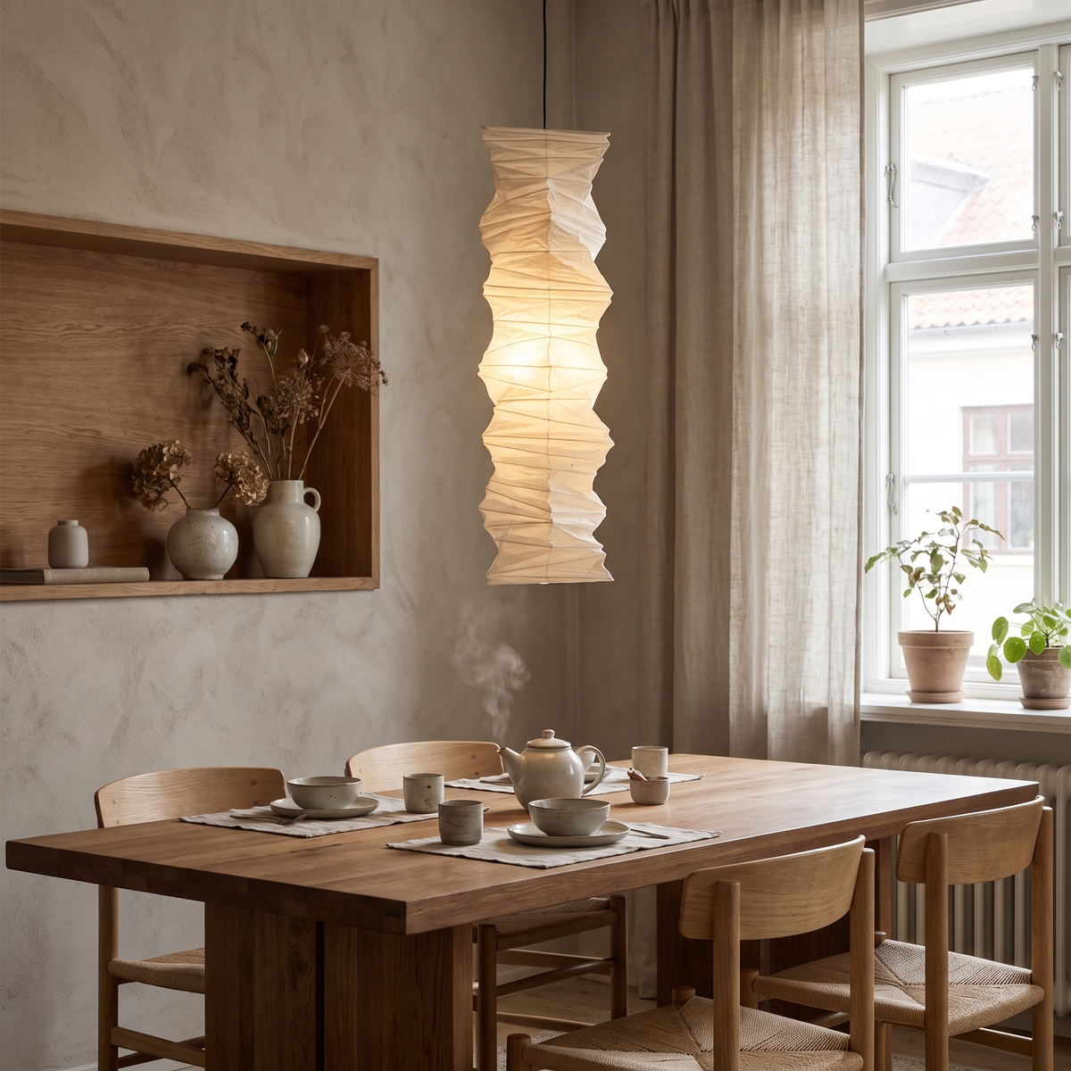 Akari Washi heteroideus Chandelier