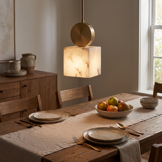 Luma Cube Alabaster Pendant Light