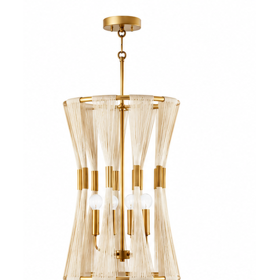White Slatted Hourglass Pendant Light