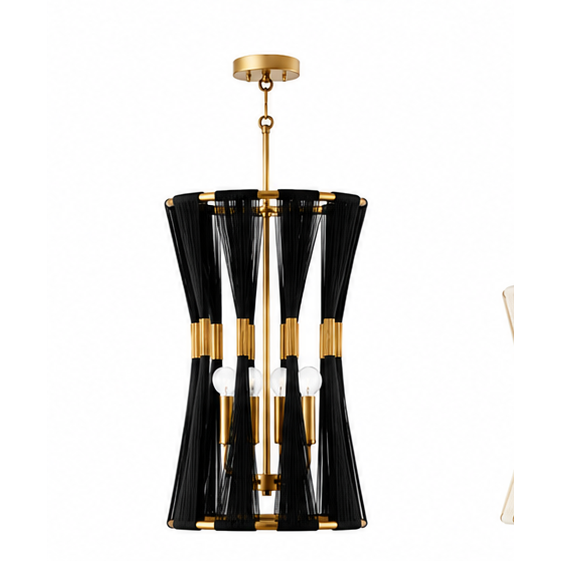 White Slatted Hourglass Pendant Light