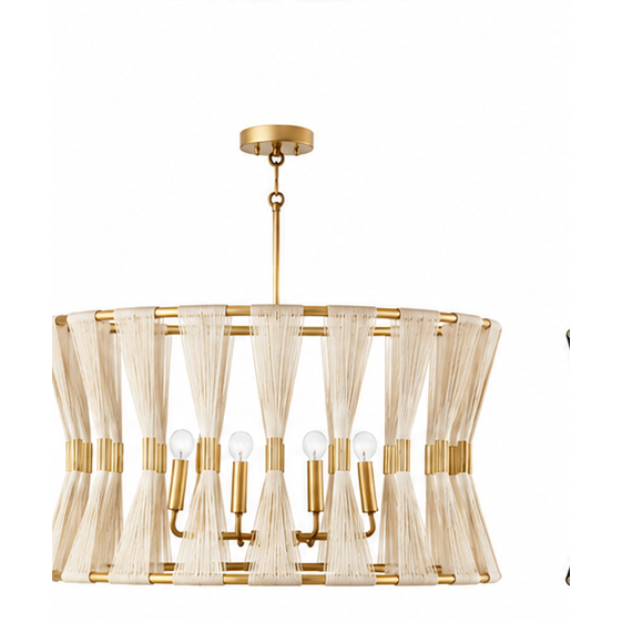White Slatted Hourglass Pendant Light