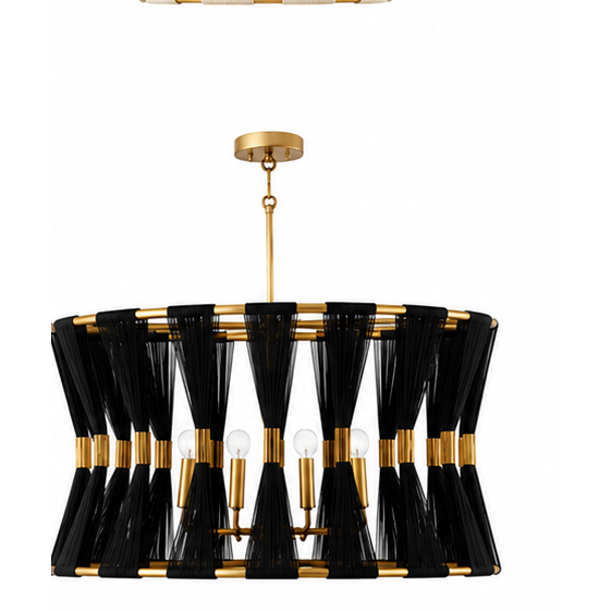 White Slatted Hourglass Pendant Light